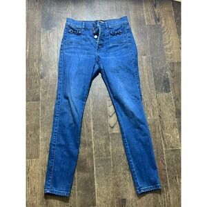 Express Jeans Womens S 4‎ Regular Legging High Rise Skinny Med Wash Denim Blue